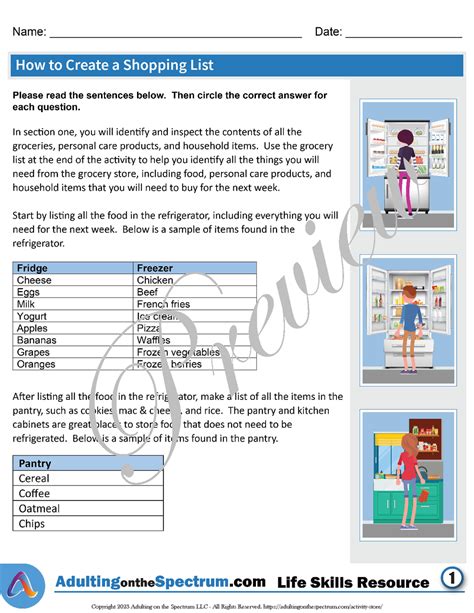 Free Printable Grocery Store Scavenger Hunt Teaching Life Skills Worksheets Library