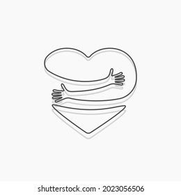 Red Heart Hand Embrace Illustration Stock Illustration