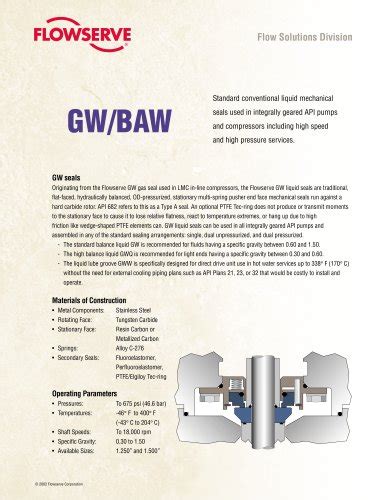 QB Series Seal Brochure FLOWSERVE PDF Catalogs Technical