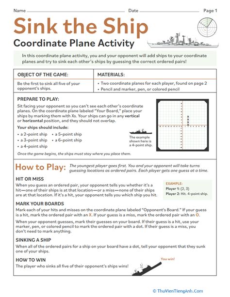 Sink The Ship Coordinate Plane Activity Thư Viện Tiếng Anh