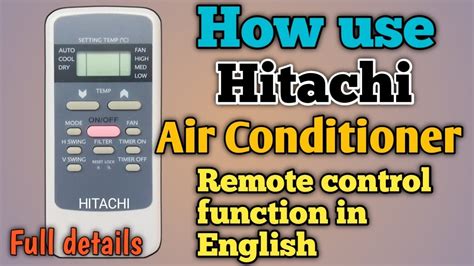 How To Operate Hitachi Air Conditioner Remote Control Function In English Hitachi Ac Remote