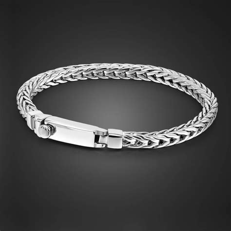 Pulsera Bizantina Cuadrada De Plata De Ley Para Hombre Brazalete De