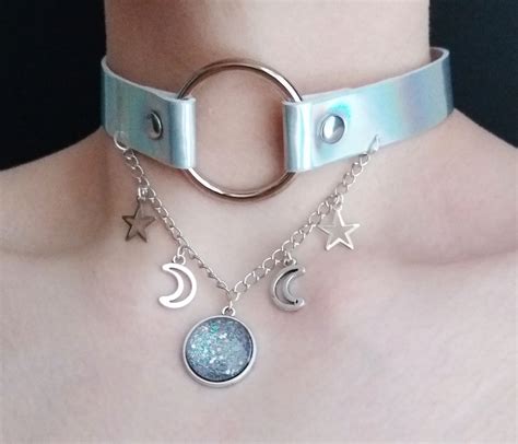 Nu Goth Moon And Star Choker Etsy Shop Ofstarsandwine