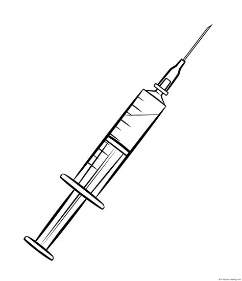 Drawing of syringe – Line art illustrations