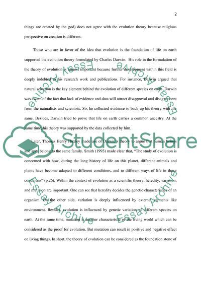 Theory Of Evolution Essay Example Topics And Well Written Essays