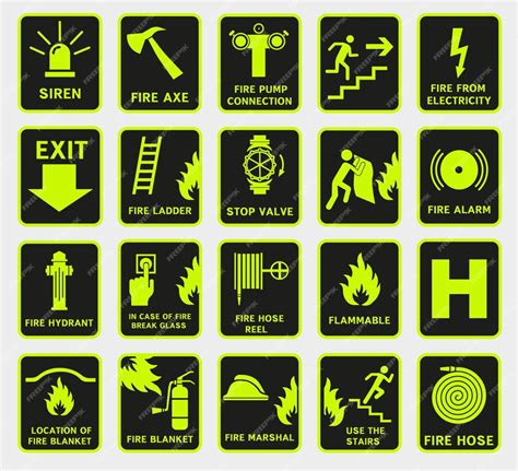 Premium Vector | Fire alarm sign Set of vector fire symbols emergency ...