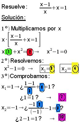 ECUACIONES CON X EN EL DENOMINADOR Test nº 1