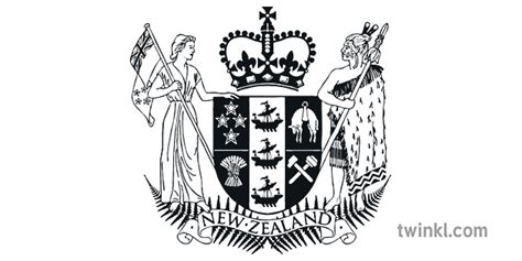 New Zealand Coat of Arms Illustration - Twinkl