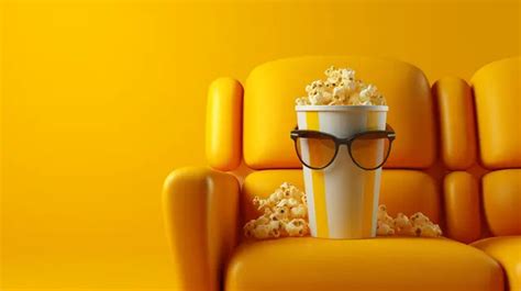 Comfy Cinema Nook Yellow Armchair With Popcorn And D Glasses Perfect