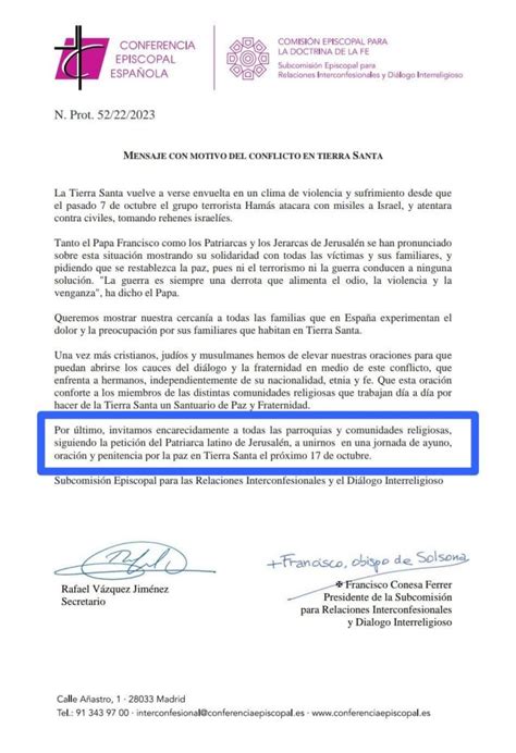 Jornada de Oración Ayuno y Penitencia por la Paz en Tierra Santa