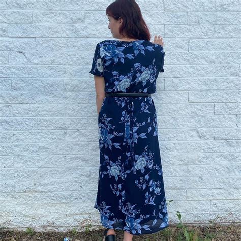 R J And Co Vintage Blue Floral Dress 🧿 Depop