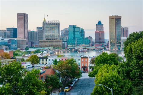 View Of Federal Hill Row Houses And The Inner Harbor In Baltimore