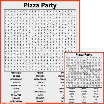 Pizza Party Word Search By Jennifer Olson Educational Resources Tpt