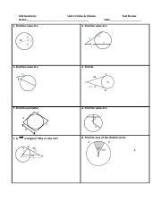 Geo U Test Review Docx Gse Geometry Unit Circles Volume Name