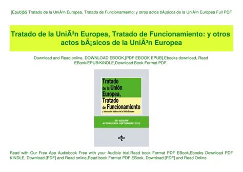 Ppt Epub Tratado De La Uni N Europea Tratado De Funcionamiento