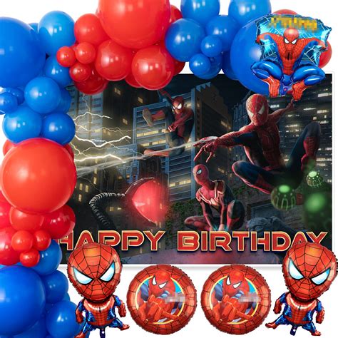 Buy Spider Birthday Party Supplies84pcs Backdrop Balloons Set