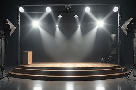 Premium Photo Photo Empty Stage With Lighting Equipment On A Stage