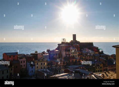 Vernazza Italy Ancient Village On The Eastern Ligurian Coast Colored