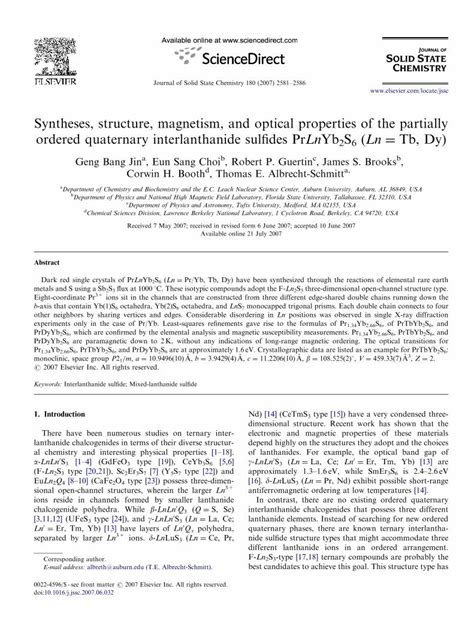 PDF Syntheses Structure Magnetism And Optical Properties Of The