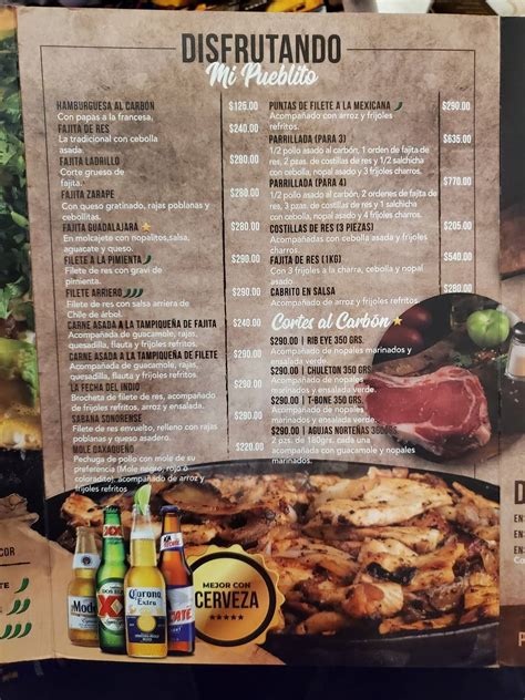 Carta Del Restaurante Mi Pueblito Matamoros C Cinco