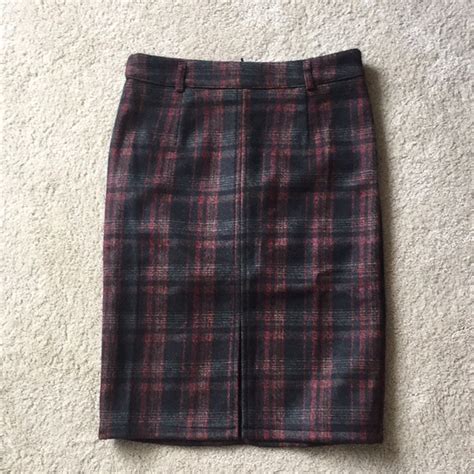 Skirts Knee Length Plaid Skirt With Front Slit Poshmark