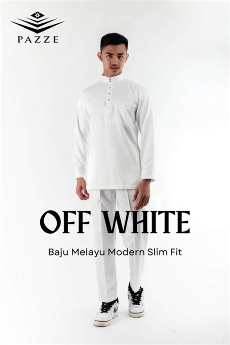 Satin Matte Series Off White Baju Melayu Modern Slim Fit Baju