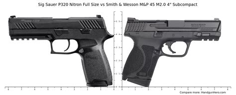 Sig Sauer P320 Nitron Full Size Vs Smith And Wesson Mandp 45 M2 0 4 Subcompact Size Comparison