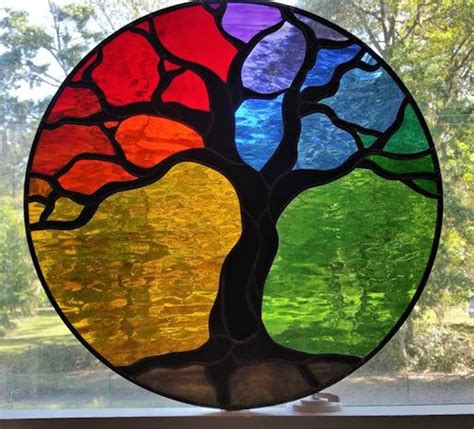 Tree Of Life Stained Glass Panel Etsy