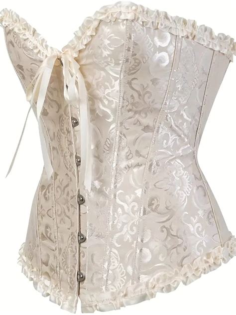 Ruffle Strapless Corset Bustier Tummy Control Lace Jacquard Temu