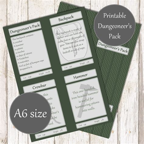 Buy Printable Dungeoneer Pack For Dnd 5e Great Player And Dm Tool