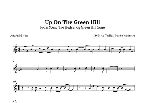 Up On The Green Hill From Sonic The Hedgehog Green Hill Zone Arr