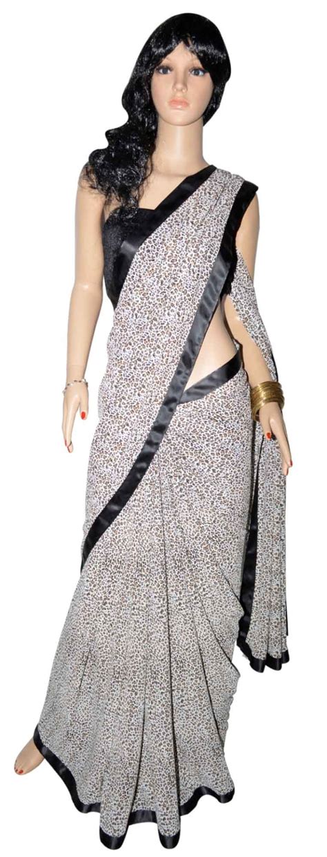 Georgette Saree Jaquar Print With Black Border