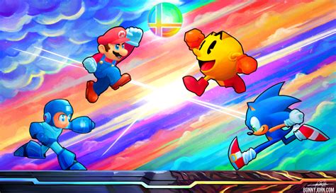 Mario Sonic Pac Man Mega Man Smash SpeedPaint By BonnyJohn