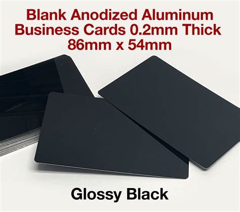 Blank Business Cards Anodized Aluminum 86x54mm 3 4 X 2 125 Black Glossy