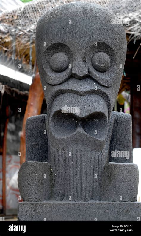 Image Of A Traditional Tiki Statue At Huahine Island In French