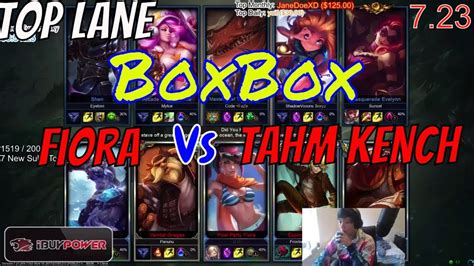 BOXBOX Fiora Vs Tahm Kench Top Stream Gameplay Season 8 YouTube