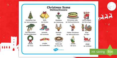 Christmas Scene Word Mat English German Teacher Made