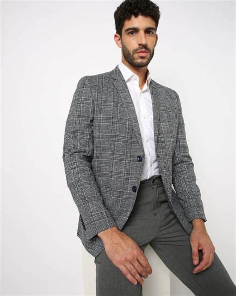 Checked Single Breasted Slim Fit Blazer Jiomart