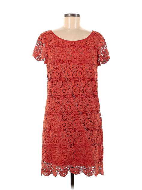 Moulinette Soeurs 100 Cotton Solid Burnt Orange Red Casual Dress Size