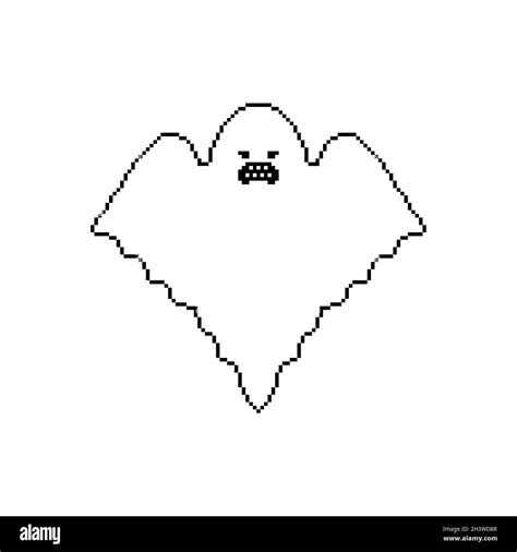 Ghost Pixel Art Spooky Cartoon Pixelated 8 Bit Vector Illustration For Halloween Stock Vector