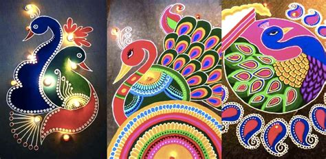 40 Beautiful Peacock Rangoli Design Ideas For Diwali 2023