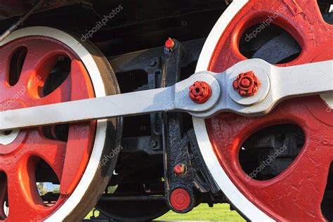 Fotografiado De Cerca Una Vieja Locomotora De Vapor Ruedas Con Negro