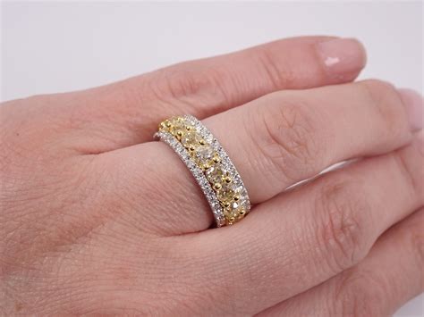 5 48 Ct Fancy Yellow CANARY Diamond Eternity Wedding Ring Wide Etsy