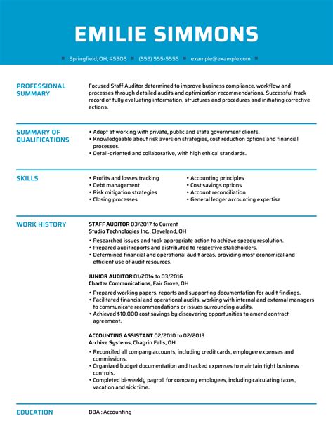 Auditor Resume Guide With Examples Templates Hot Sex Picture