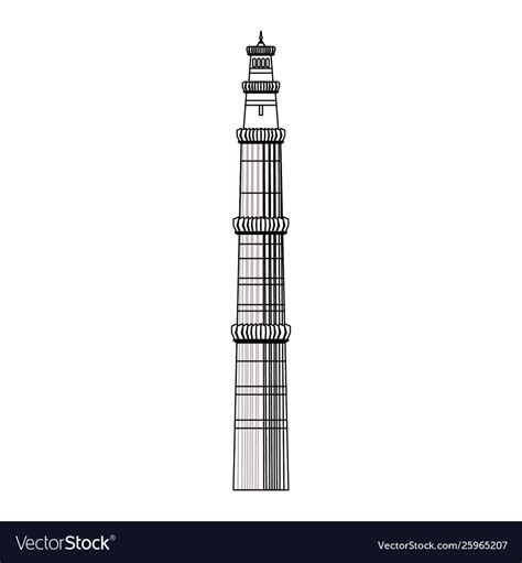 India qutub minar building symbol isolated Vector Image