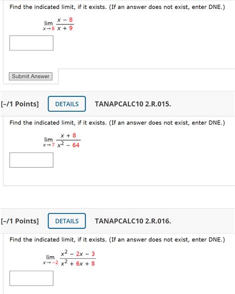 Solved Find The Indicated Limit If It Exists If An Answer