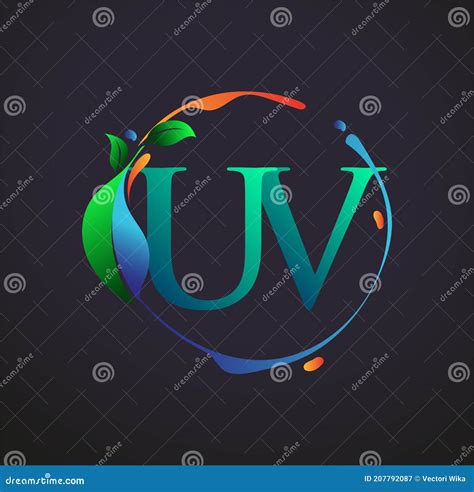 Initial Letter UV With Nature Elements Logo Colorful Nature And