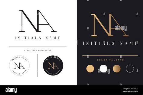 Luxury Na Or An Initial Monogram Text Letter Logo Design Stock Vector