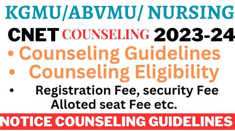 Counseling Guidelines Kgmuabvmu Bsc Nursing 2023 Counselling