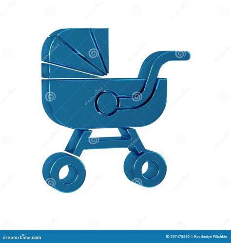 Blue Baby Stroller Icon Isolated On Transparent Background Baby